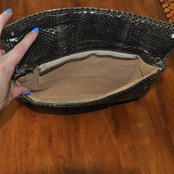 Vintage Real Snake Skin Clutch Top Flap Purse With Strap - Picture 4 of 4